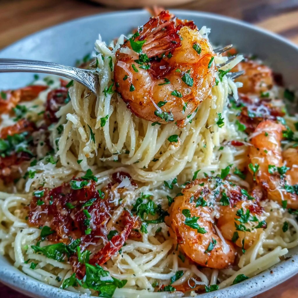 Angel Hair Pasta With Garlic Butter Shrimp