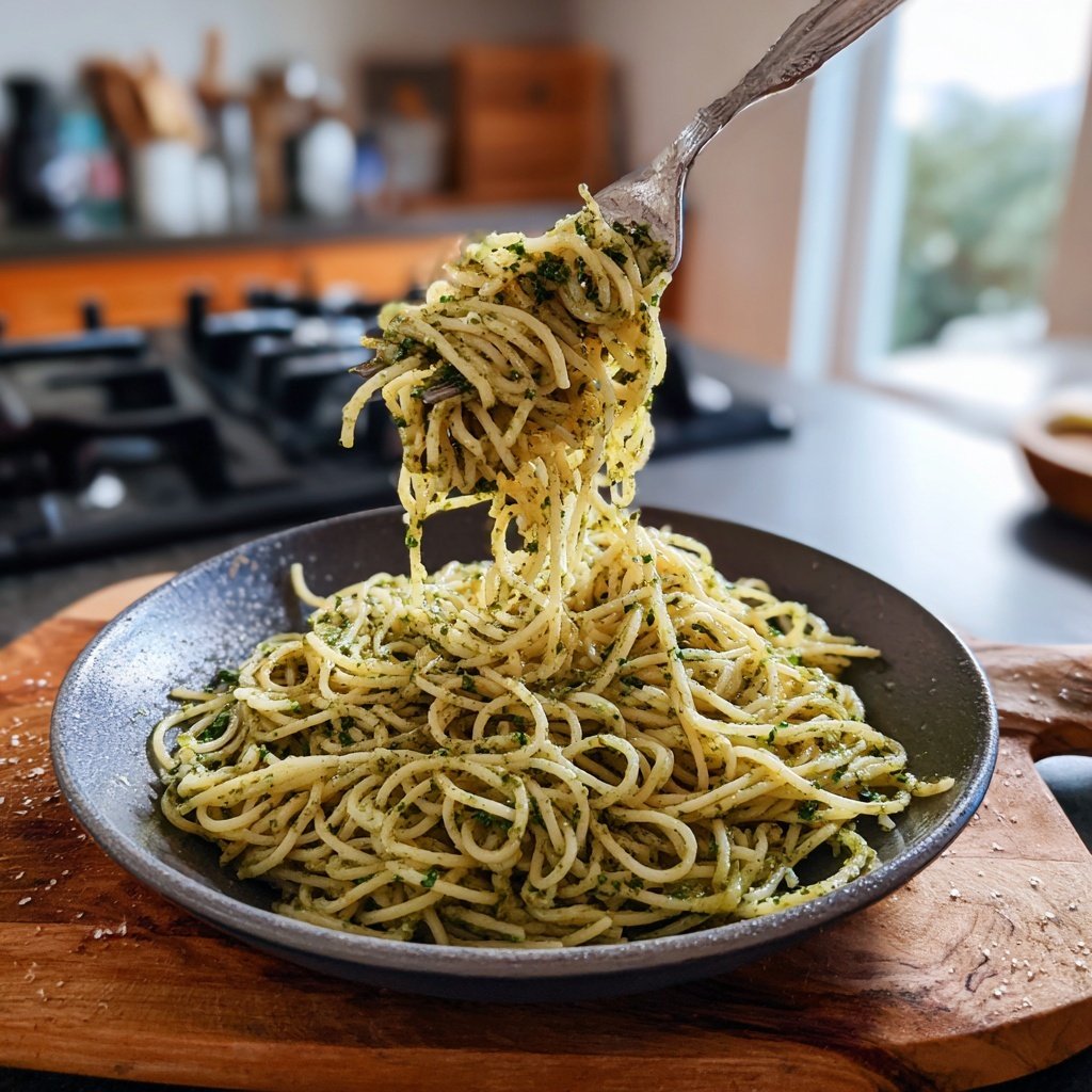 Angel Hair Pasta With Creamy Pesto