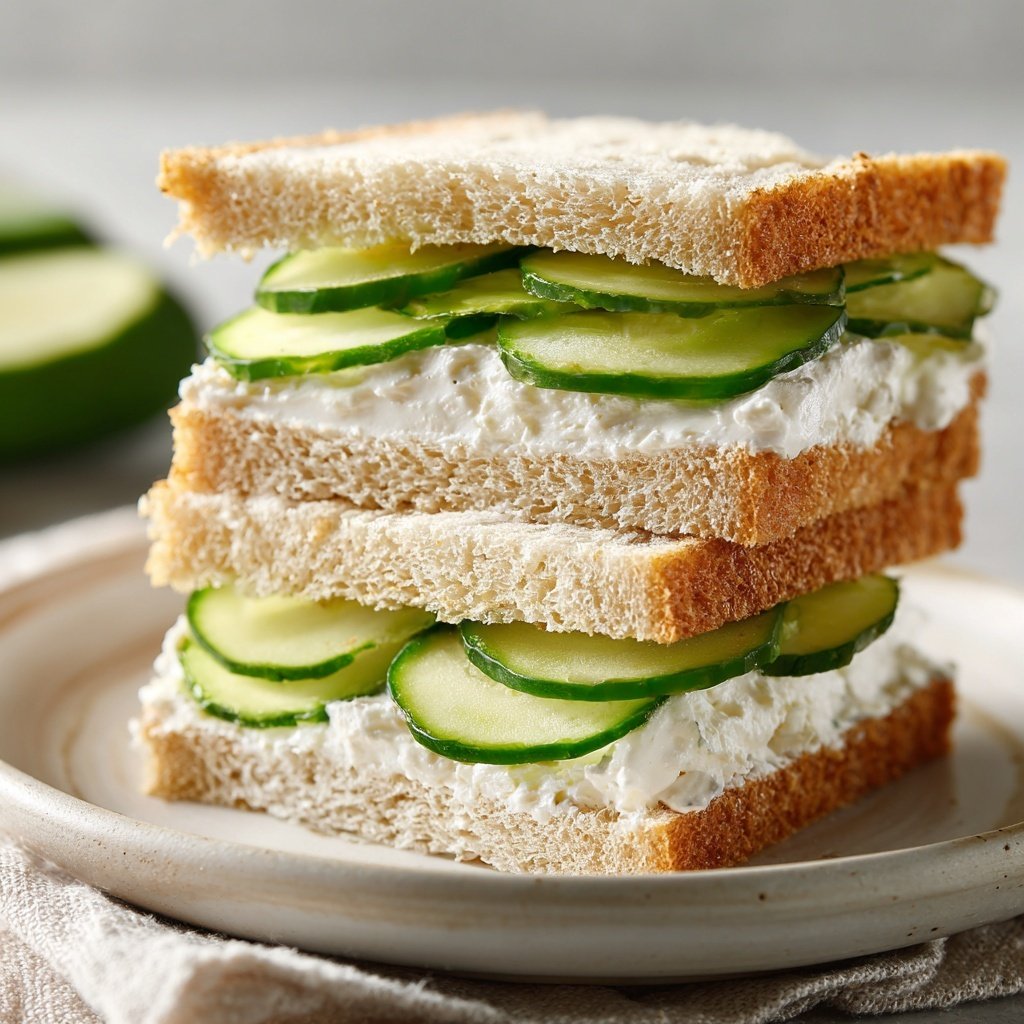 Light Cucumber Cream Cheese Sandwich Lunch