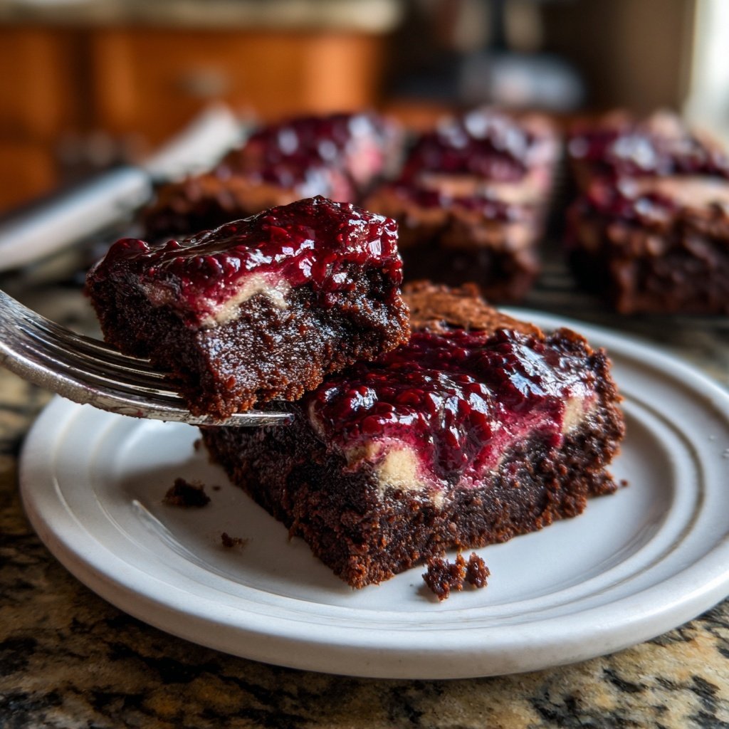 Cottage Cheese Brownies with Blackberry Swirl