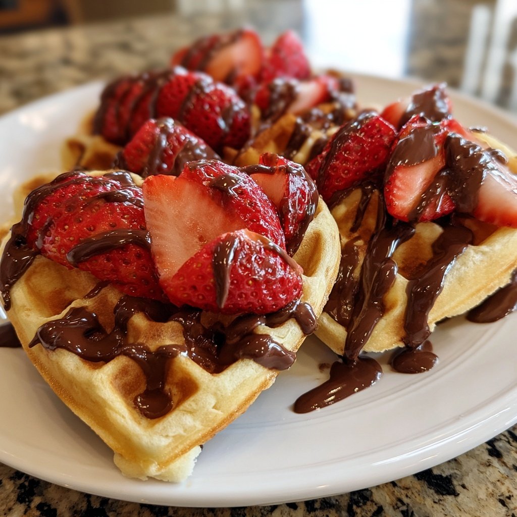 Valentines Breakfast Strawberry Waffles