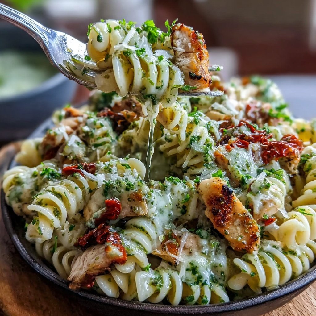 Chicken Pasta With Creamy Pesto Sauce