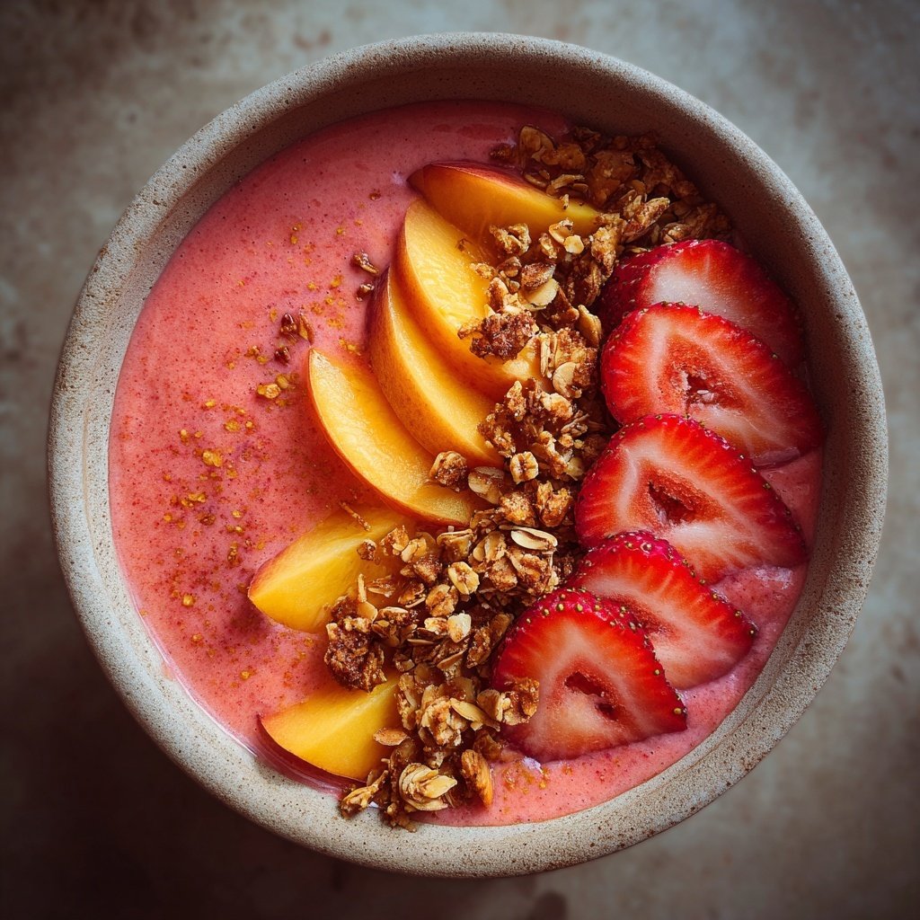 Strawberry Peach Smoothie Bowl