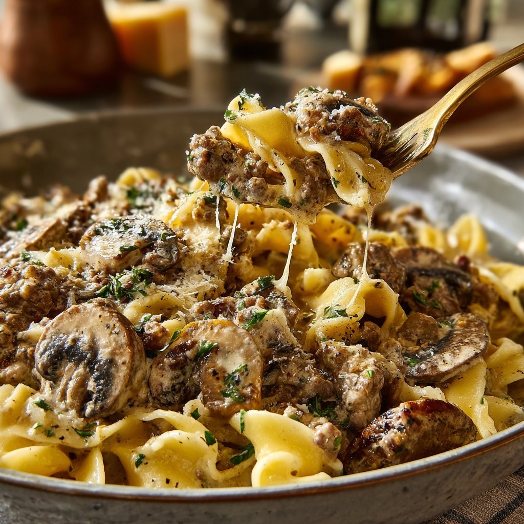Ground Beef And Mushroom Stroganoff